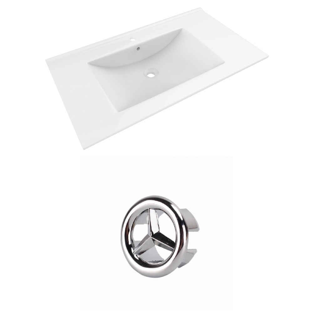 35.5-in. W 1 Hole Ceramic Top Set In White Color