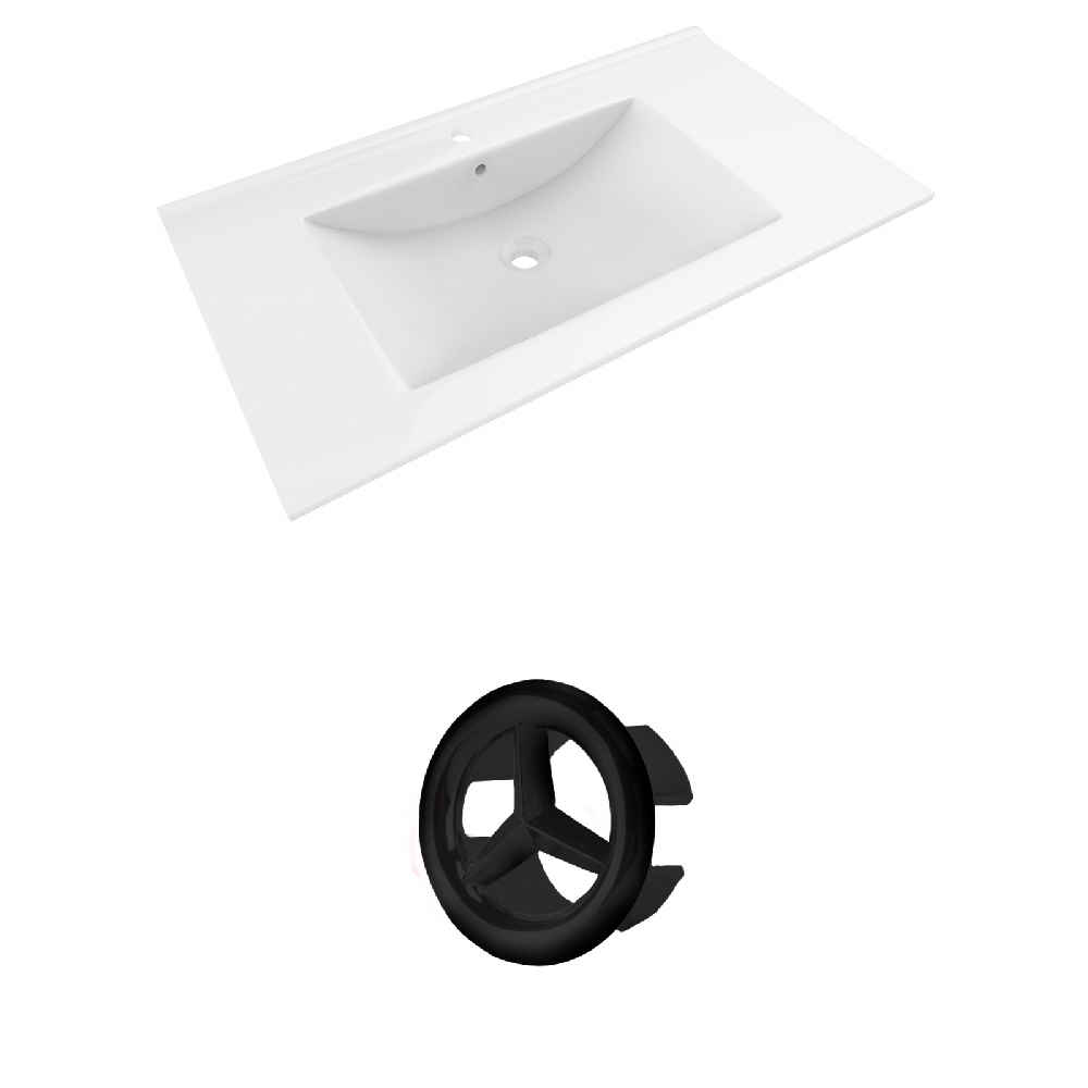 35.5-in. W 1 Hole Ceramic Top Set In White Color