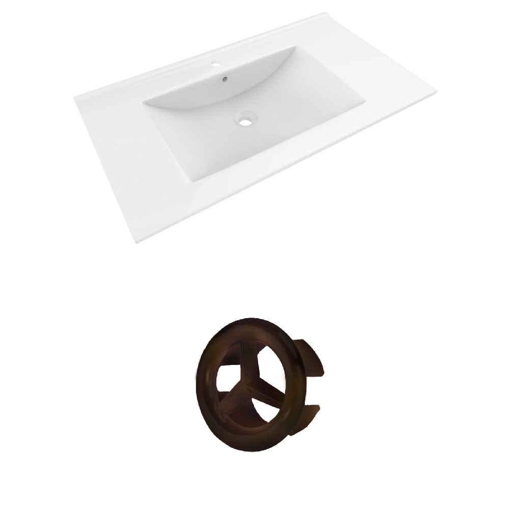 35.5-in. W 1 Hole Ceramic Top Set In White Color