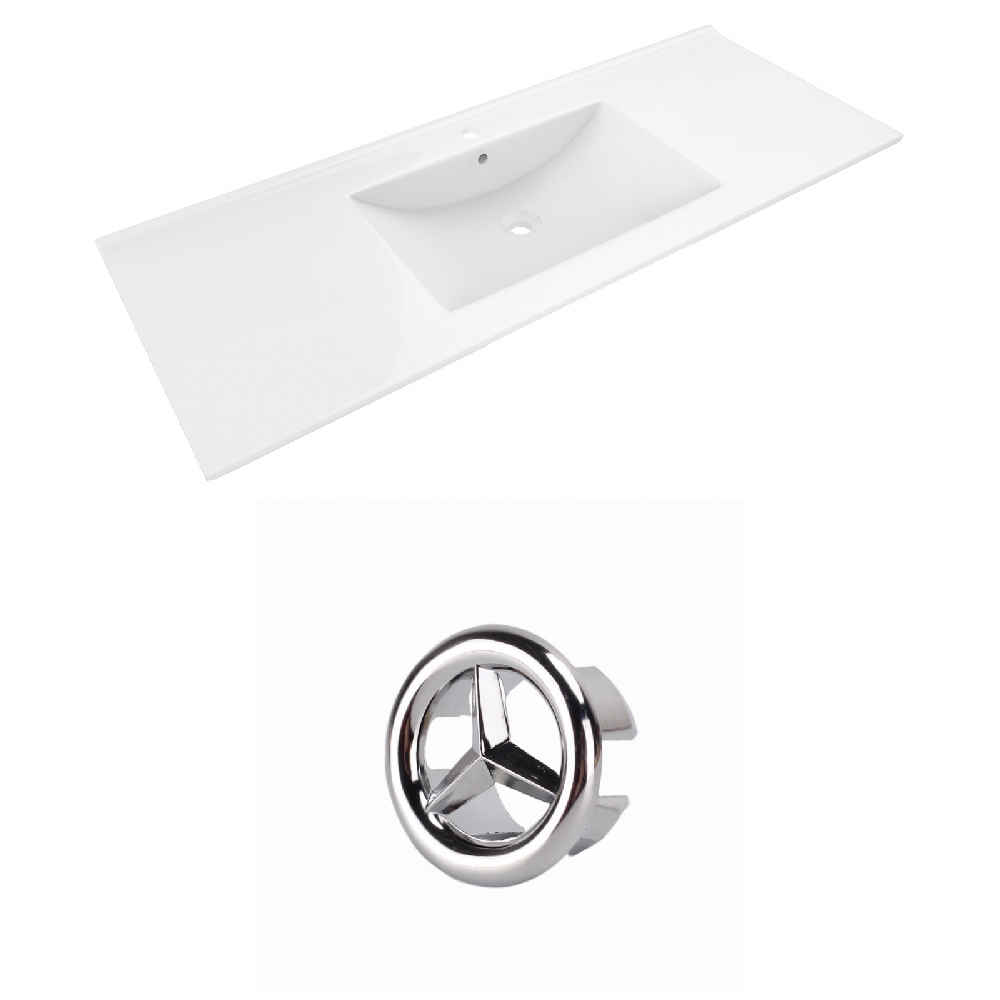 48-in. W 1 Hole Ceramic Top Set In White Color