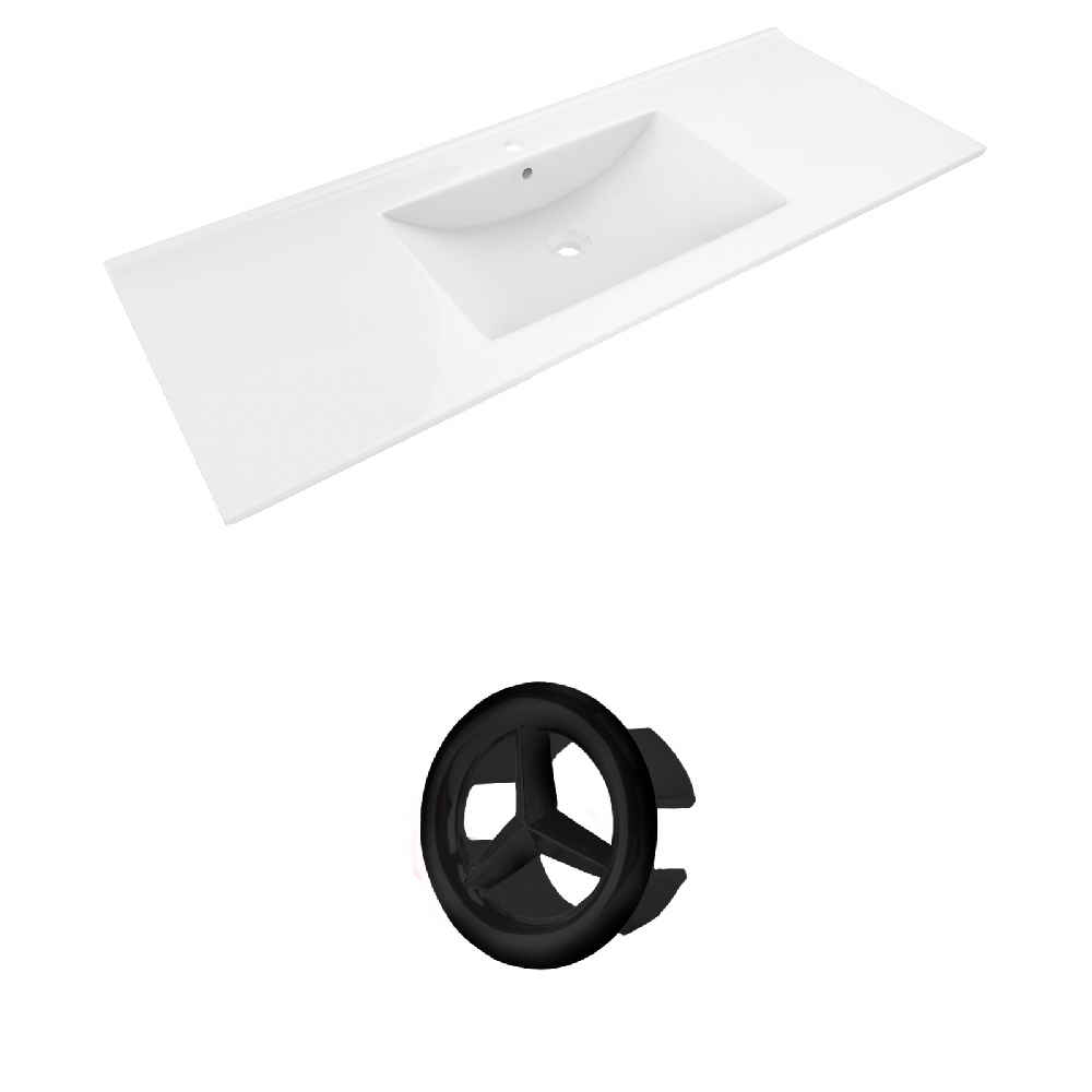48-in. W 1 Hole Ceramic Top Set In White Color