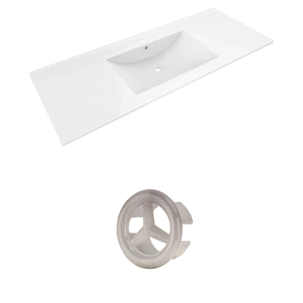 48-in. W 1 Hole Ceramic Top Set In White Color
