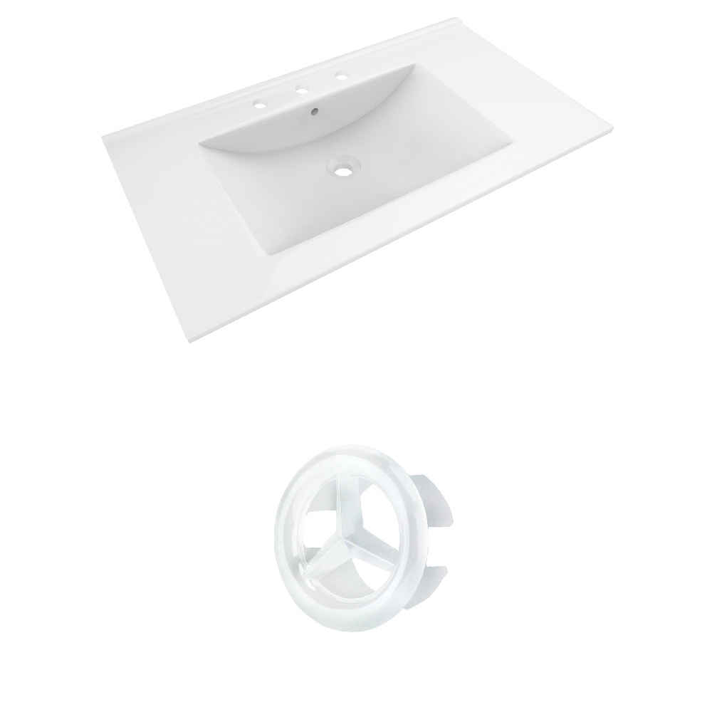 35.5-in. W 3H8-in. Ceramic Top Set In White Color