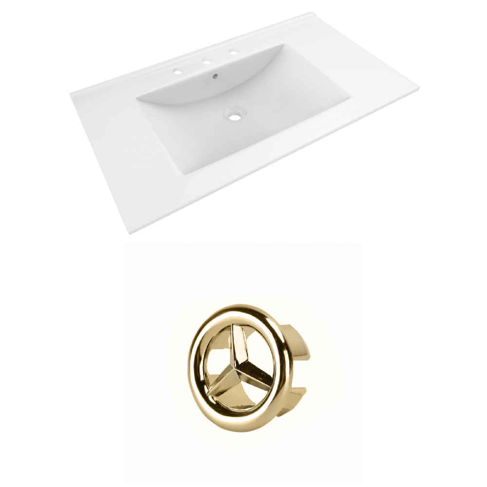 35.5-in. W 3H8-in. Ceramic Top Set In White Color