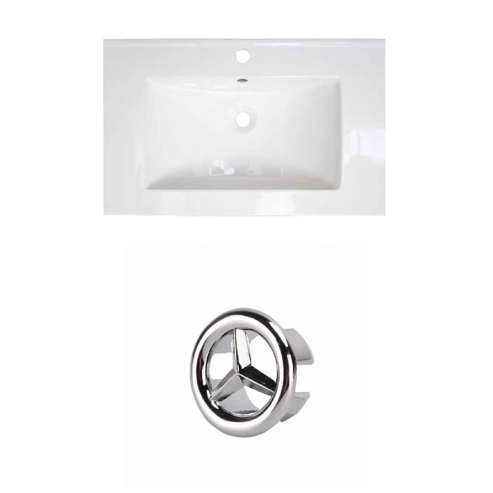 23.75-in. W 1 Hole Ceramic Top Set In White Color
