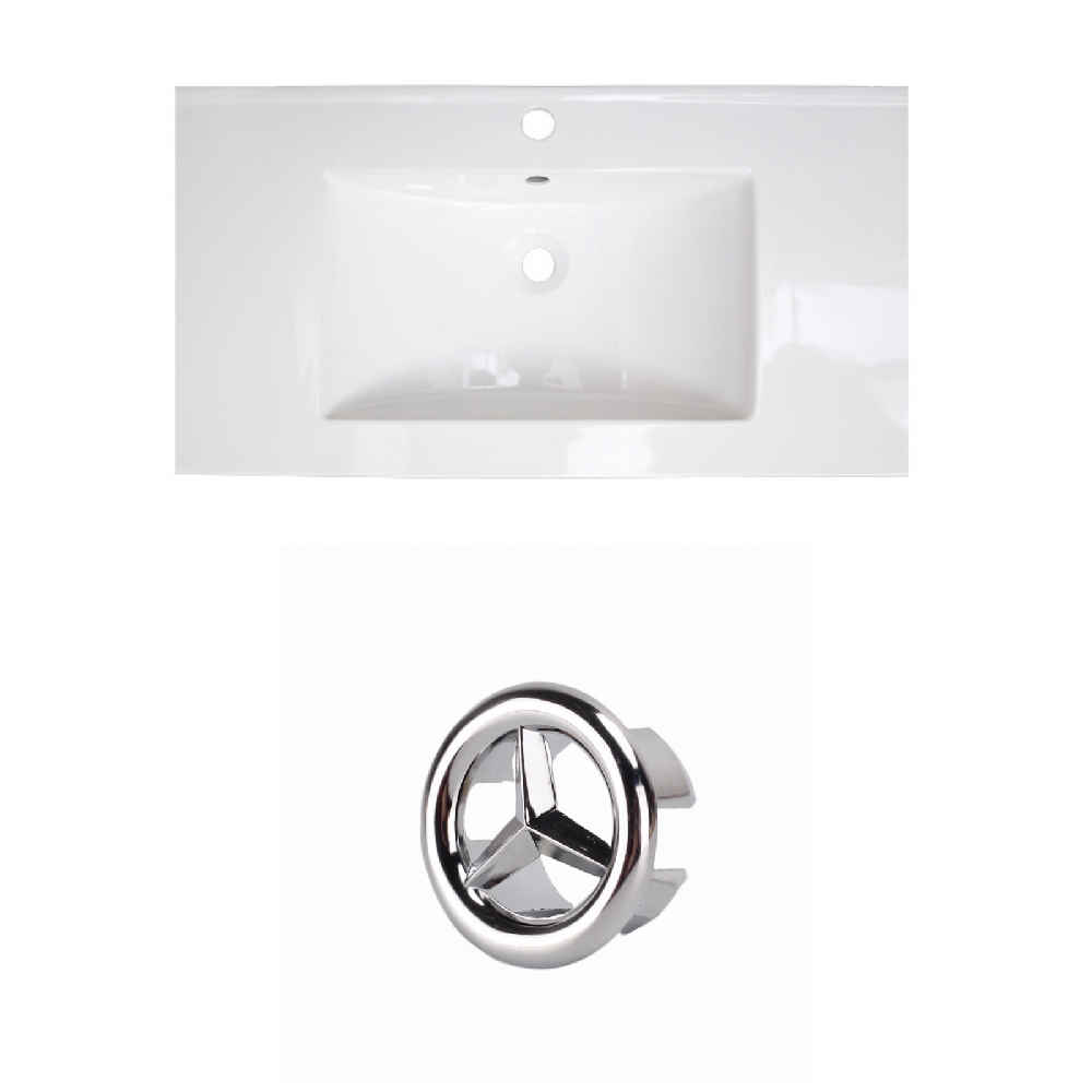 32-in. W 1 Hole Ceramic Top Set In White Color