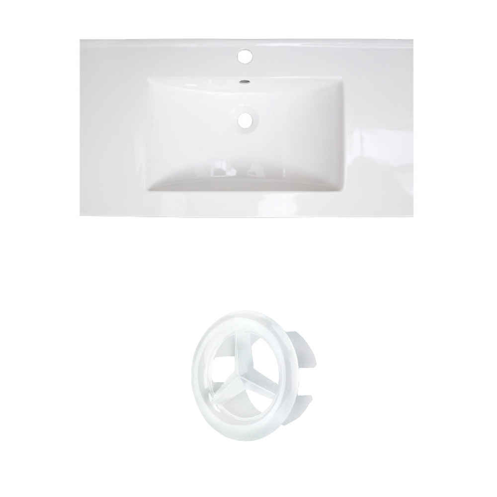 32-in. W 1 Hole Ceramic Top Set In White Color