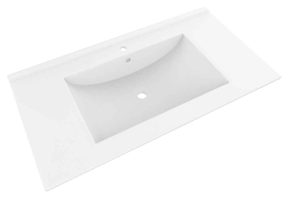 32-in. W 1 Hole Ceramic Top Set In White Color