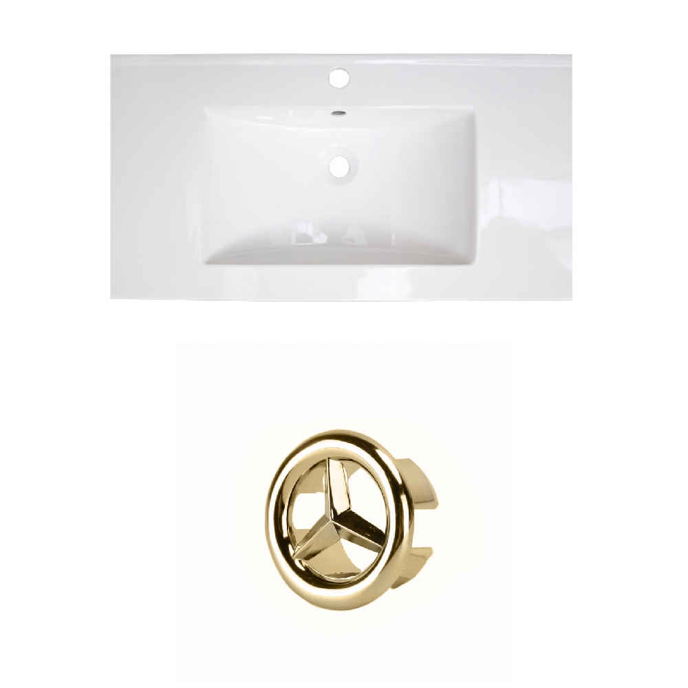 32-in. W 1 Hole Ceramic Top Set In White Color