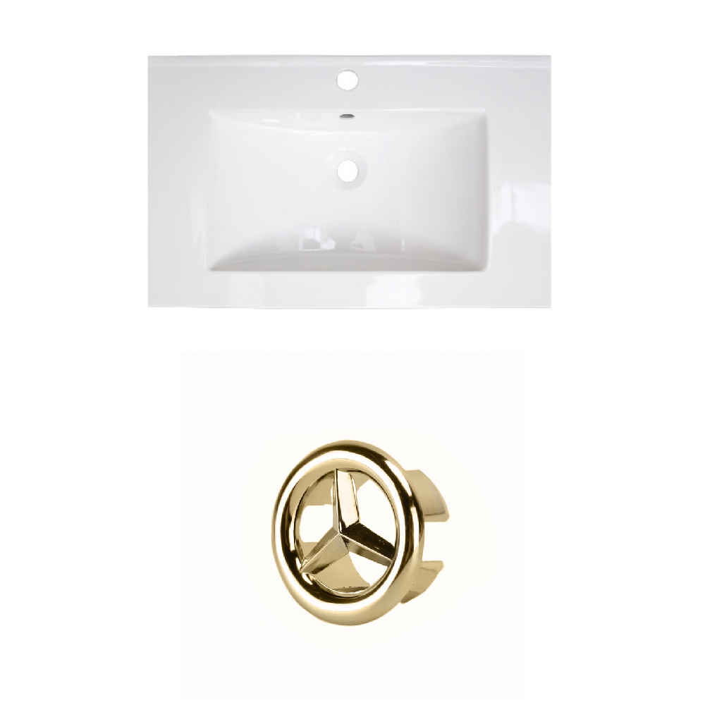 24.25-in. W 1 Hole Ceramic Top Set In White Color