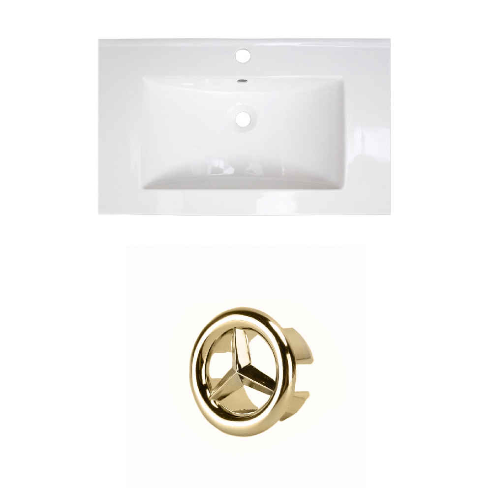 32-in. W 1 Hole Ceramic Top Set In White Color