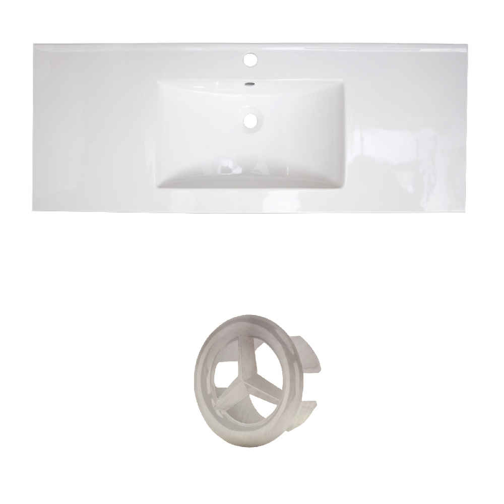 48-in. W 1 Hole Ceramic Top Set In White Color