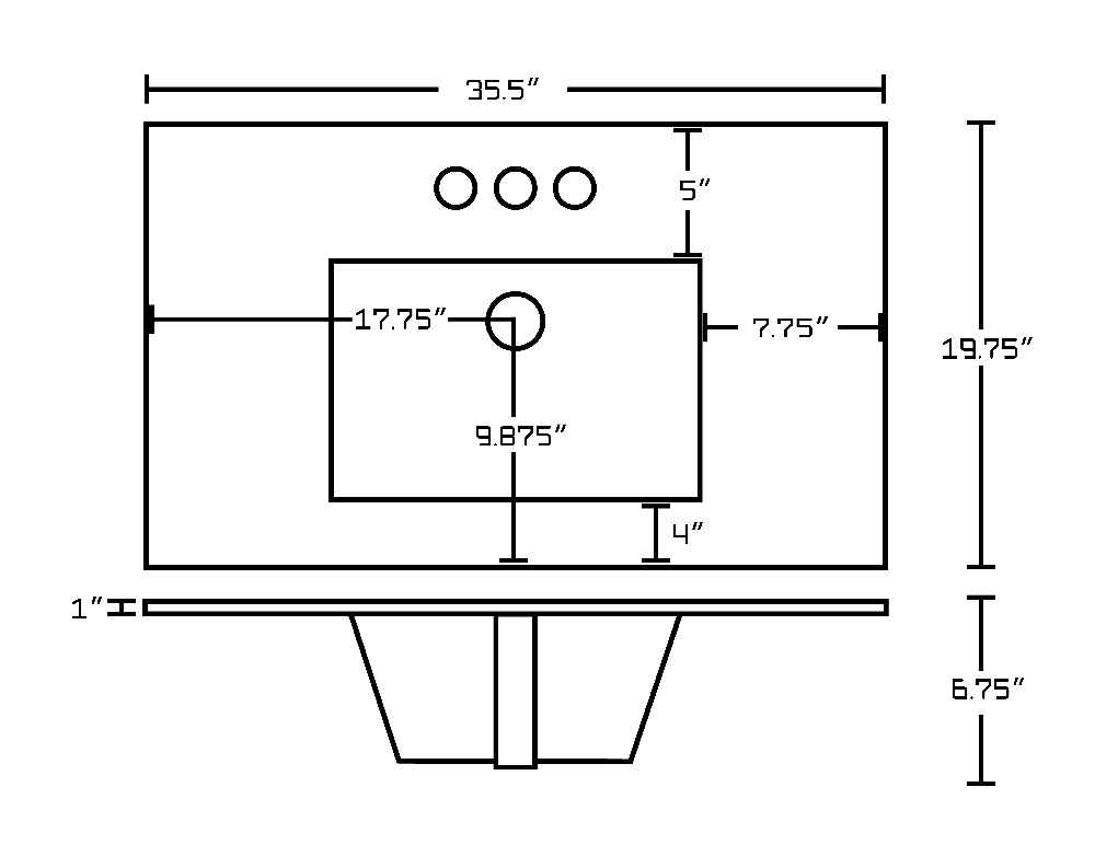 35.5-in. W 3H4-in. Ceramic Top Set In White Color