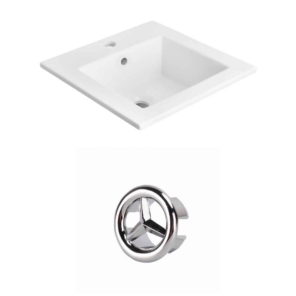 21-in. W 1 Hole Ceramic Top Set In White Color