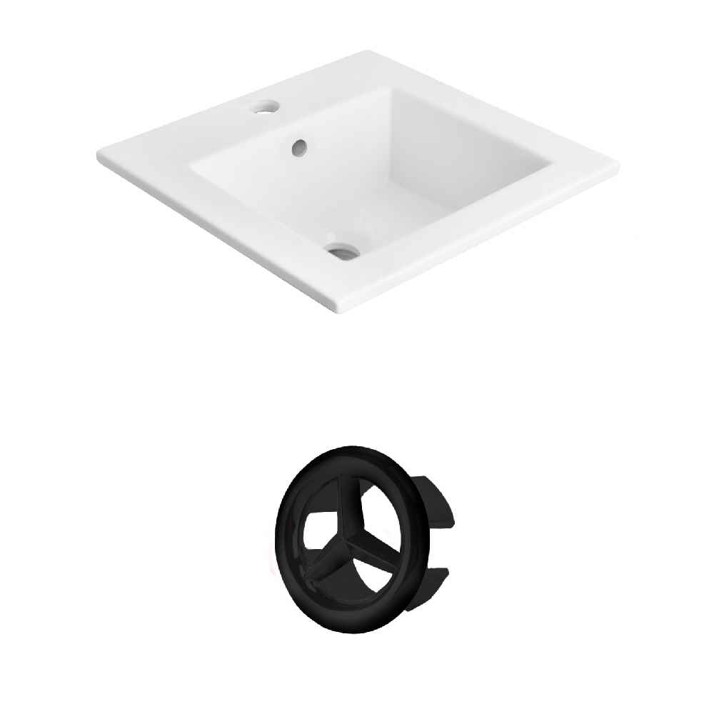21-in. W 1 Hole Ceramic Top Set In White Color