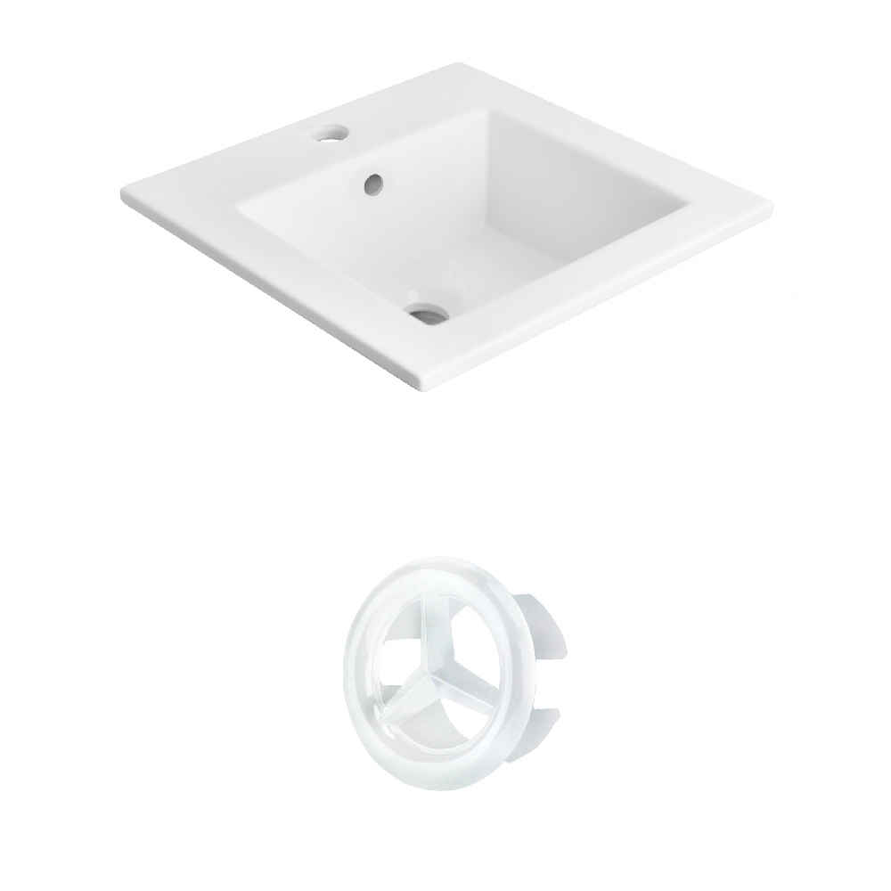 21-in. W 1 Hole Ceramic Top Set In White Color