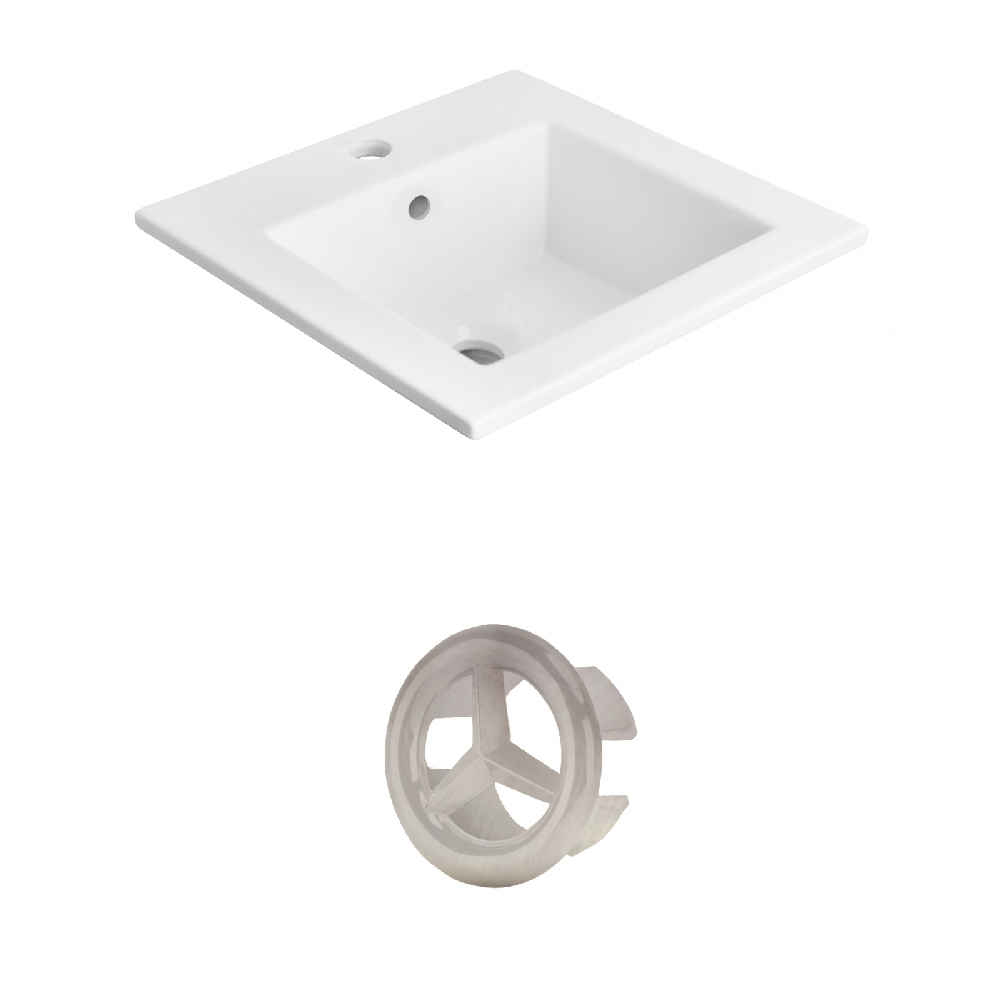 21-in. W 1 Hole Ceramic Top Set In White Color
