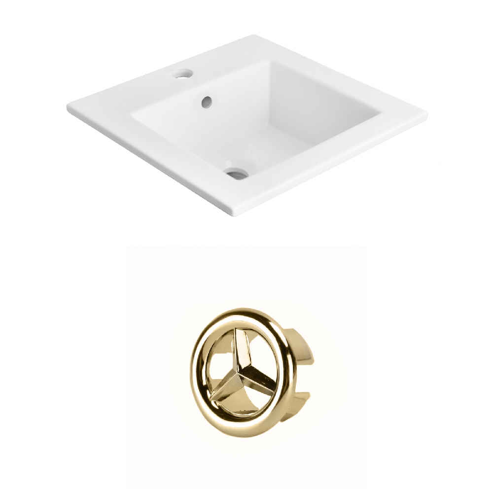 21-in. W 1 Hole Ceramic Top Set In White Color