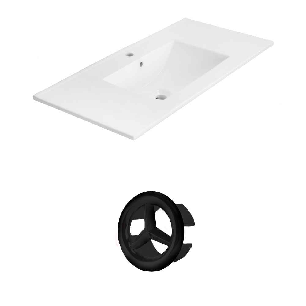 35.5-in. W 1 Hole Ceramic Top Set In White Color