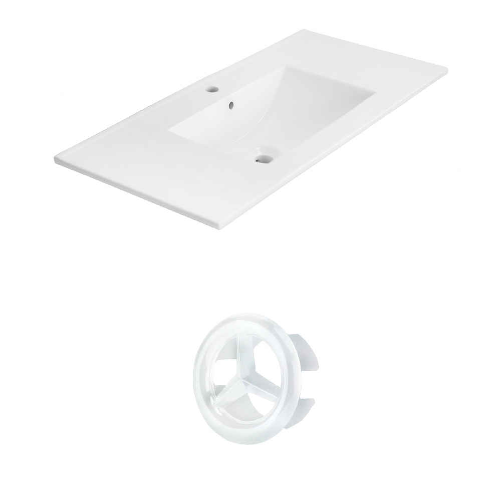 35.5-in. W 1 Hole Ceramic Top Set In White Color