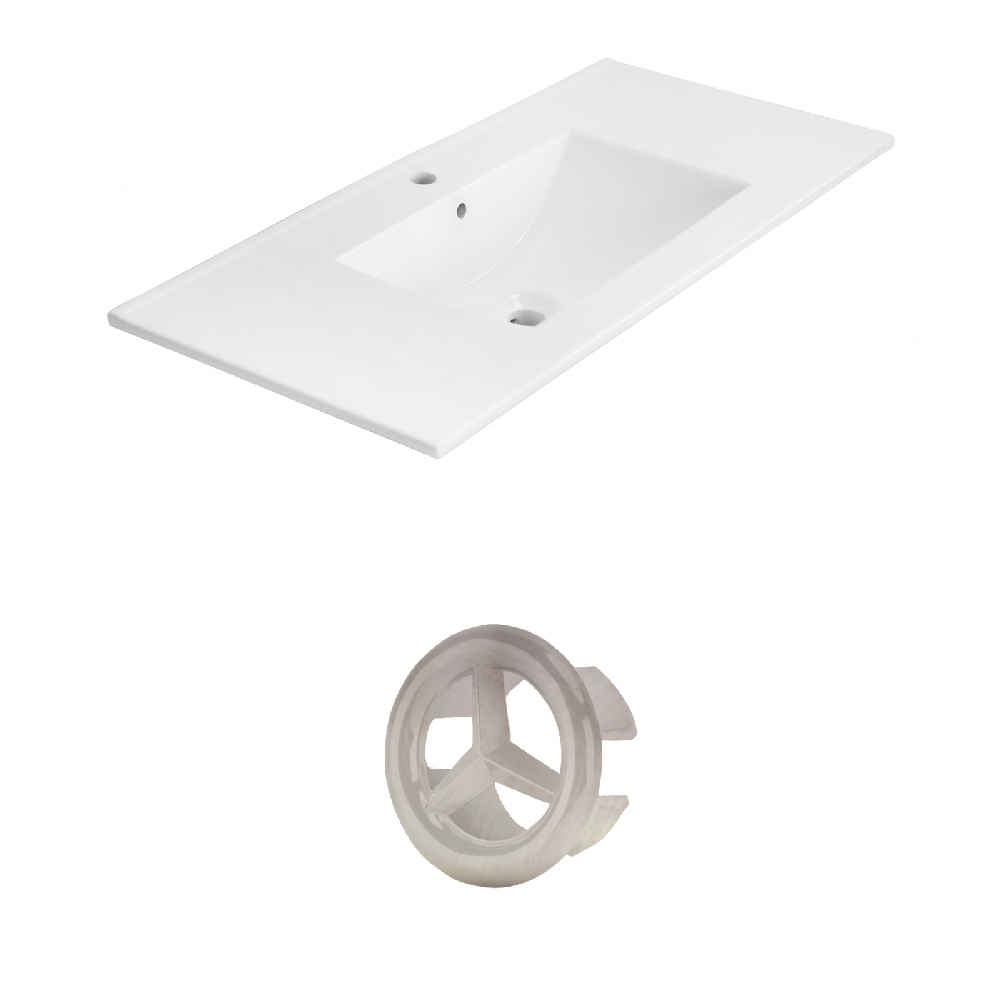 35.5-in. W 1 Hole Ceramic Top Set In White Color