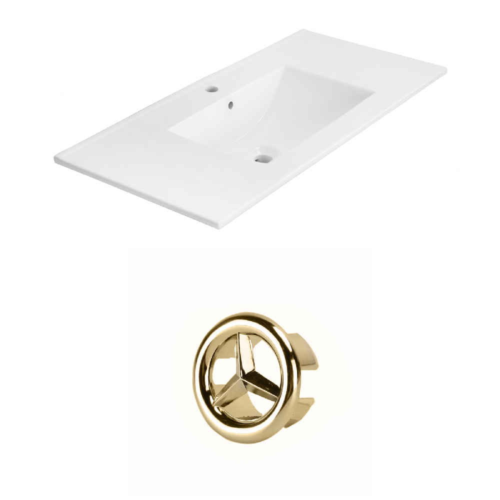 35.5-in. W 1 Hole Ceramic Top Set In White Color