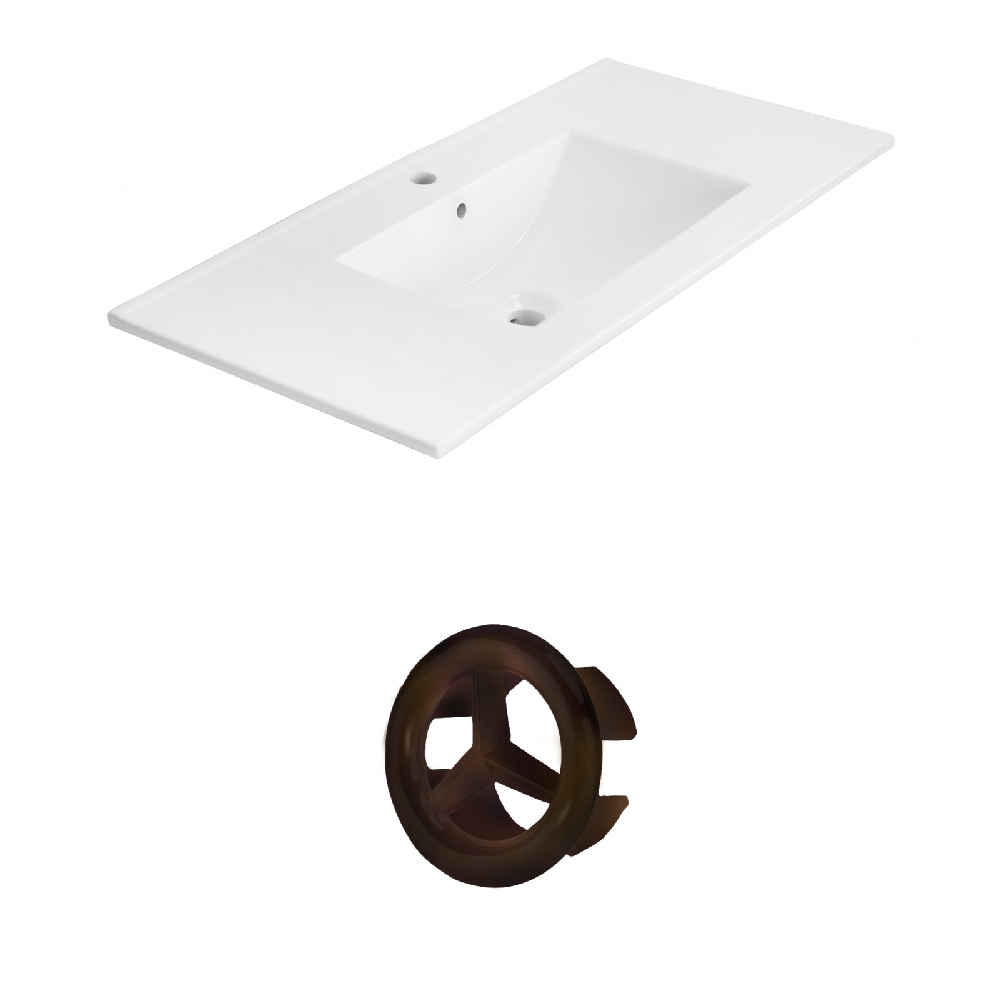 35.5-in. W 1 Hole Ceramic Top Set In White Color