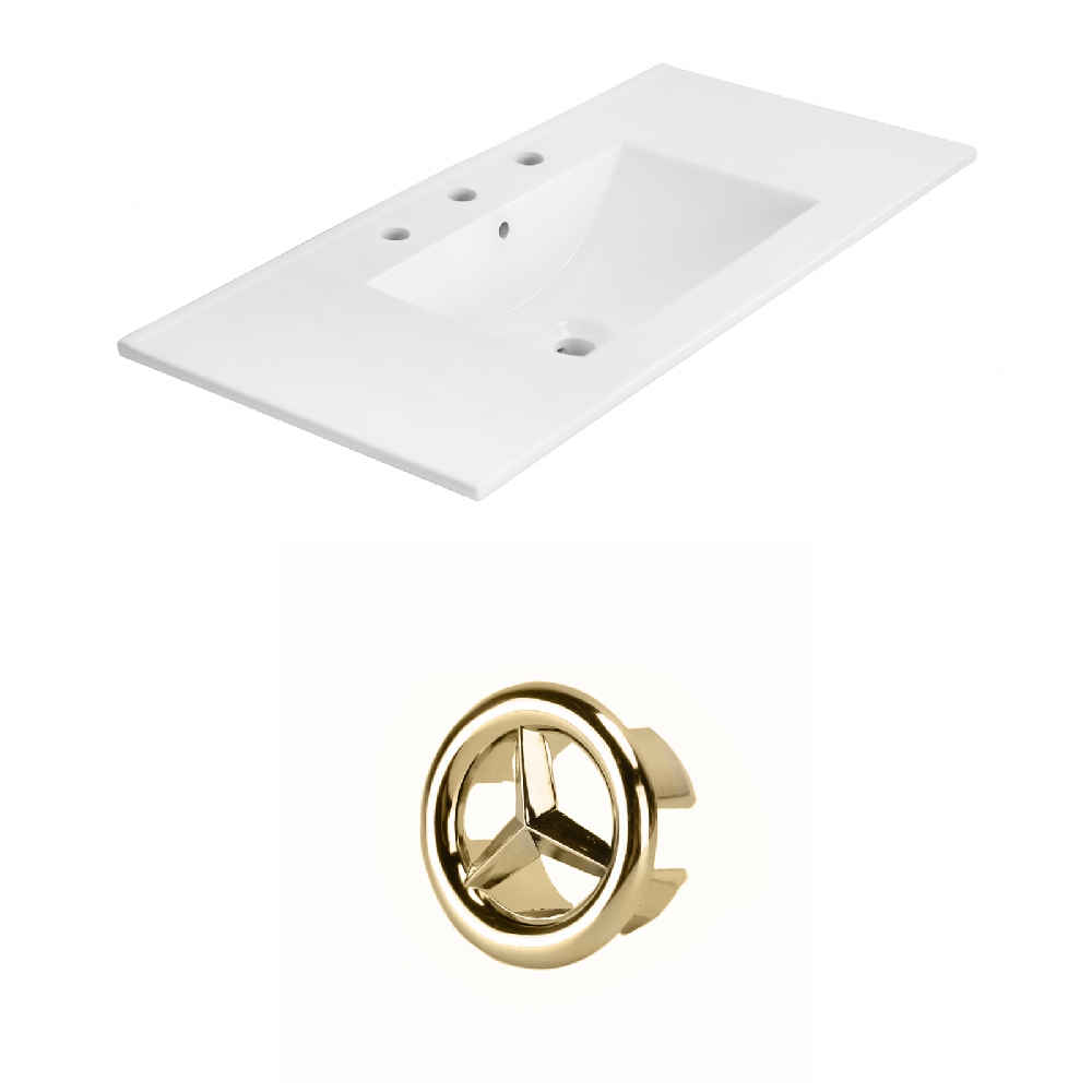 35.5-in. W 3H8-in. Ceramic Top Set In White Color