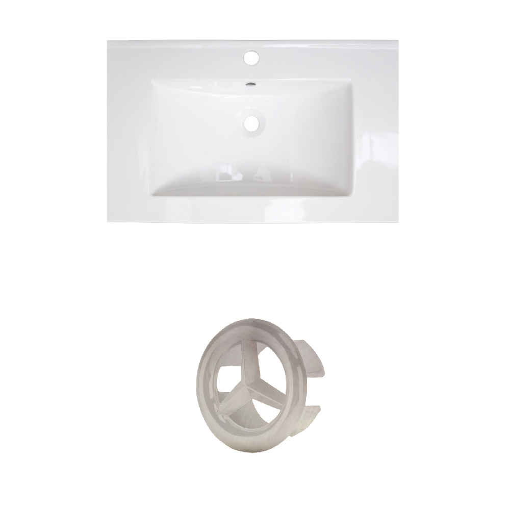 21-in. W 1 Hole Ceramic Top Set In White Color