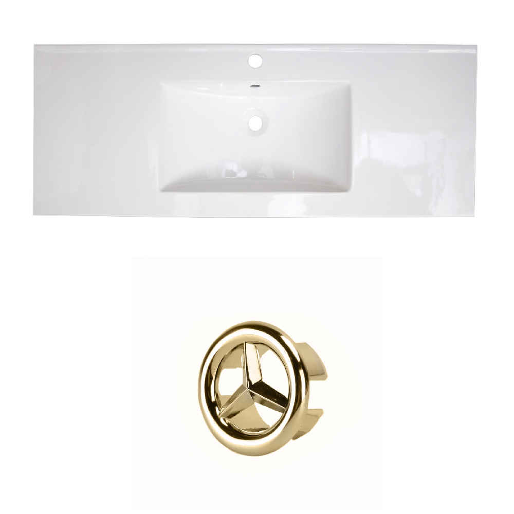 39.75-in. W 1 Hole Ceramic Top Set In White Color