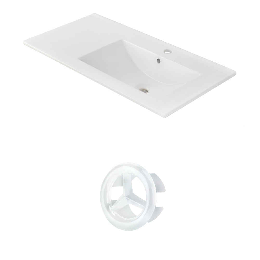 35.5-in. W 1 Hole Ceramic Top Set In White Color