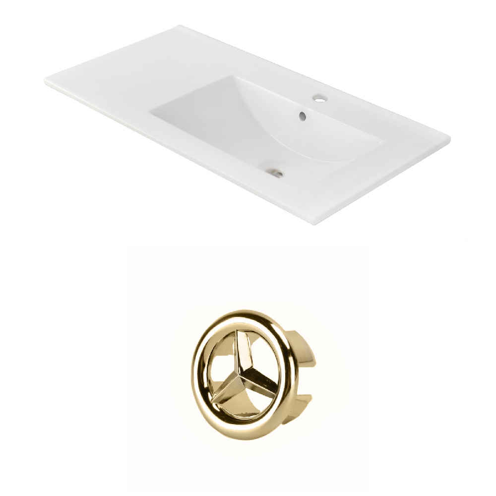 35.5-in. W 1 Hole Ceramic Top Set In White Color