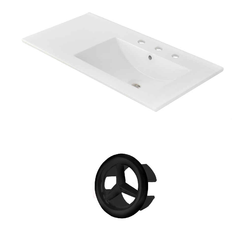 35.5-in. W 3H8-in. Ceramic Top Set In White Color