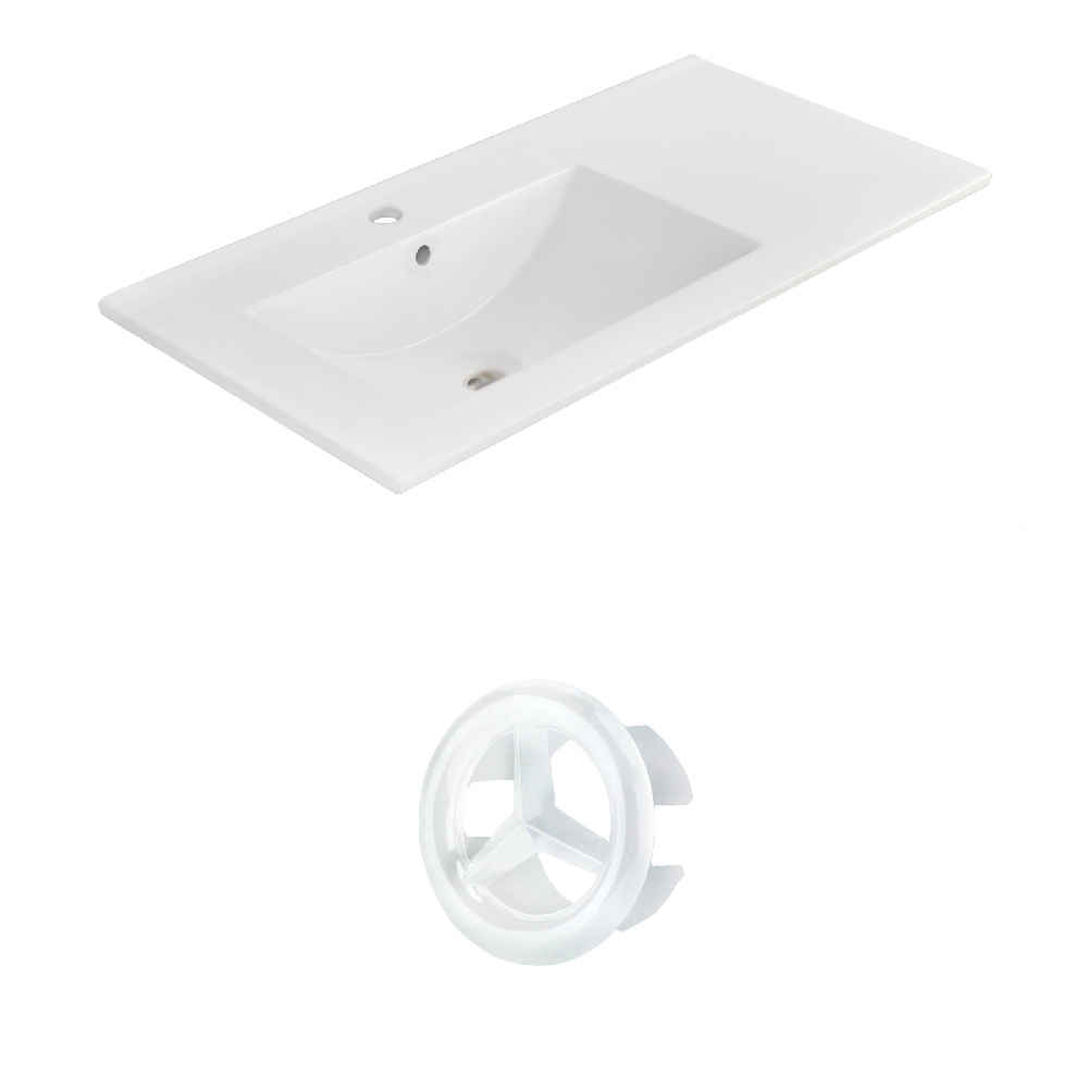 35.5-in. W 1 Hole Ceramic Top Set In White Color