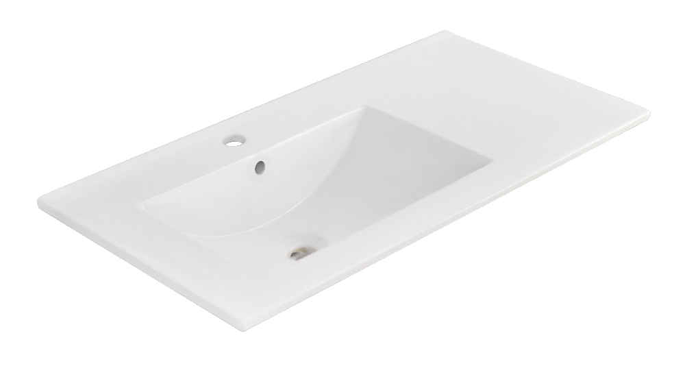 35.5-in. W 1 Hole Ceramic Top Set In White Color