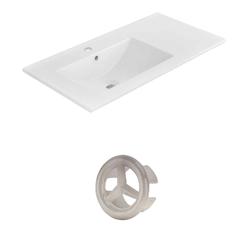 35.5-in. W 1 Hole Ceramic Top Set In White Color