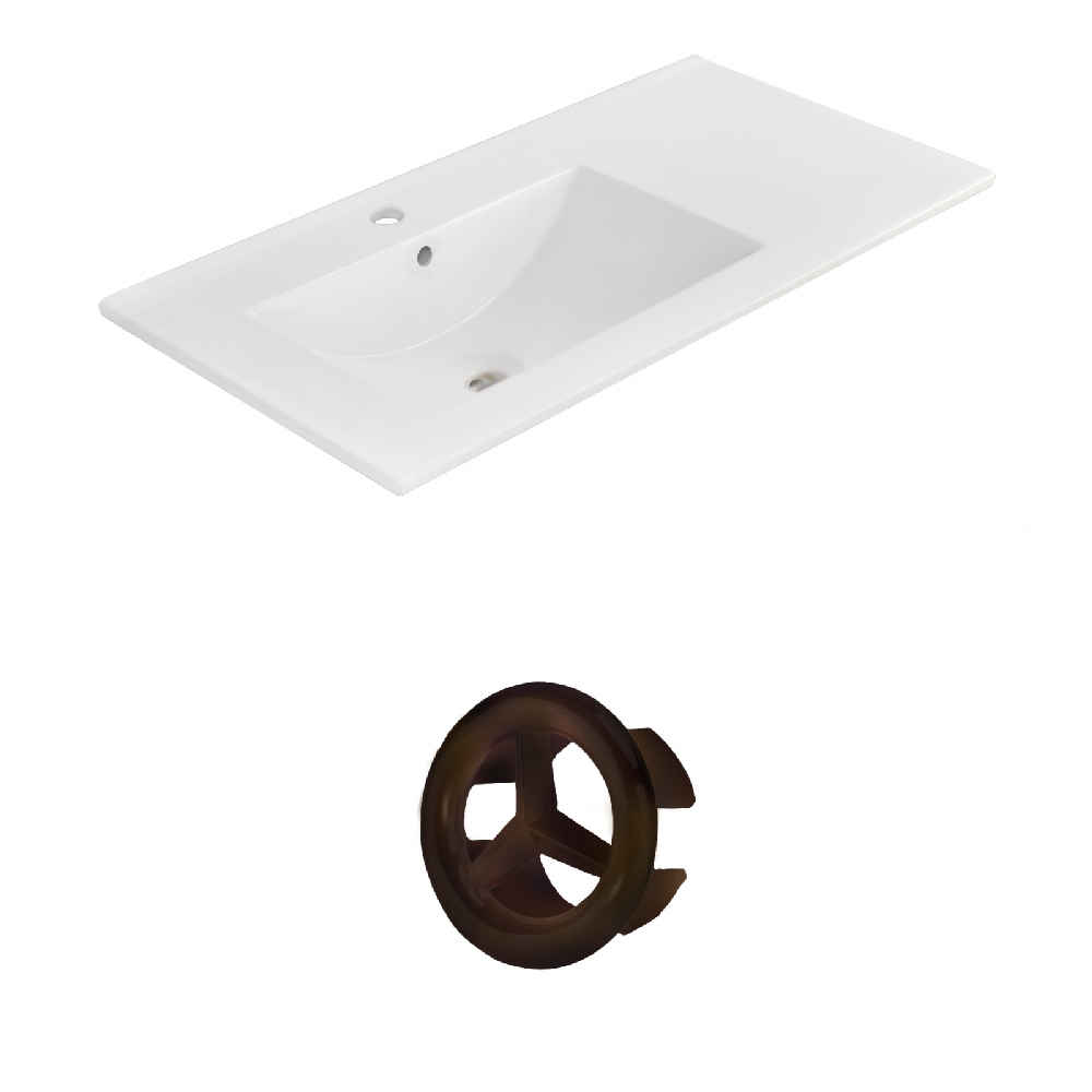 35.5-in. W 1 Hole Ceramic Top Set In White Color