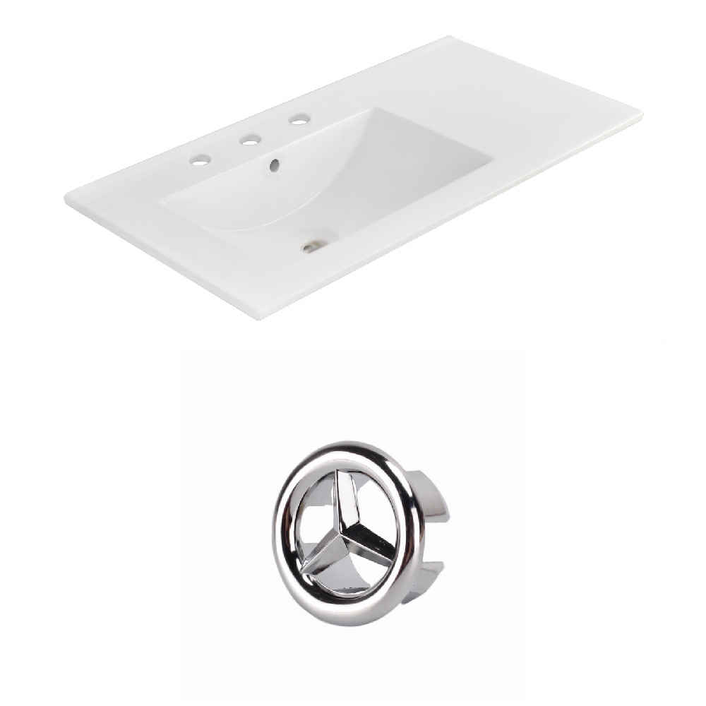 35.5-in. W 3H8-in. Ceramic Top Set In White Color