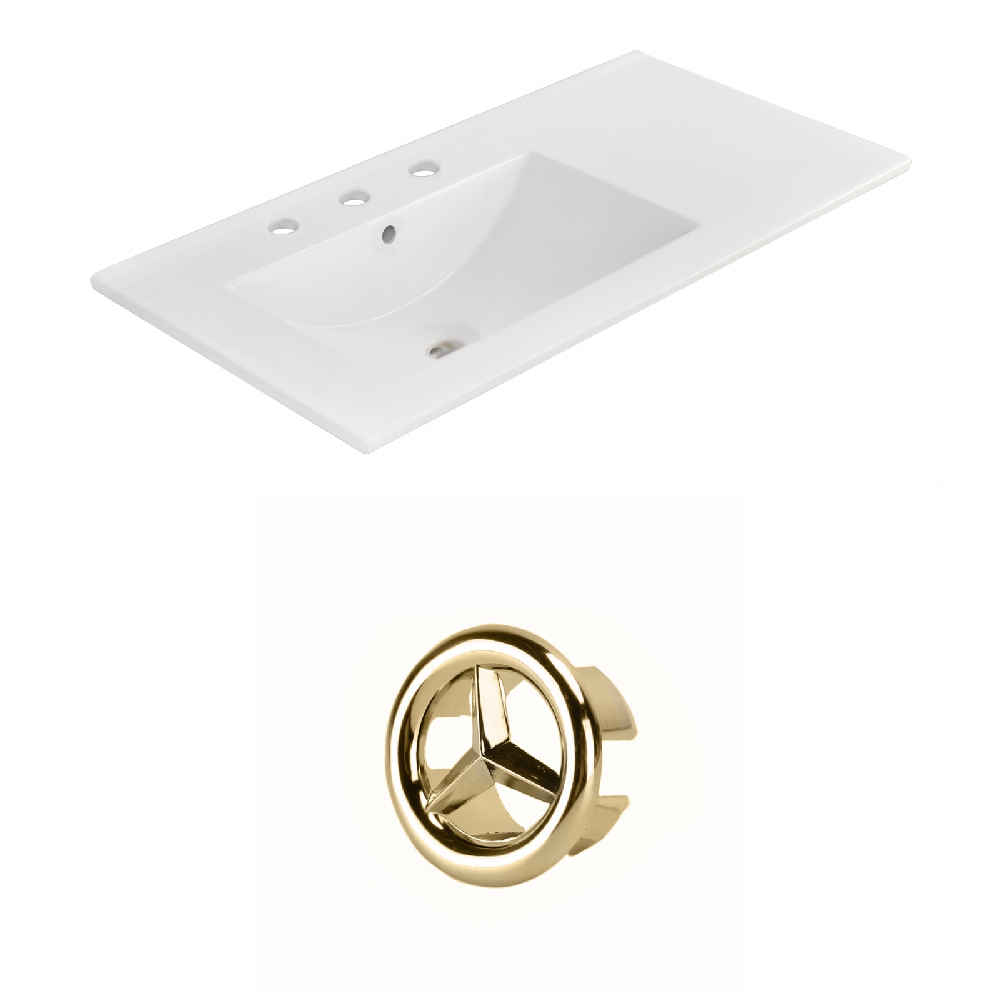 35.5-in. W 3H8-in. Ceramic Top Set In White Color