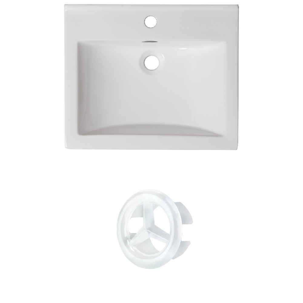 21-in. W 1 Hole Ceramic Top Set In White Color