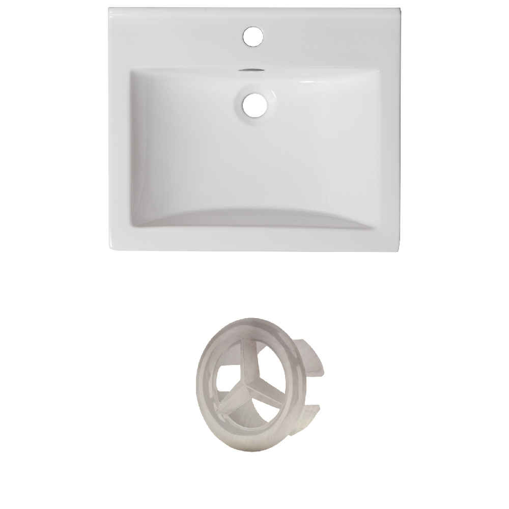 21-in. W 1 Hole Ceramic Top Set In White Color