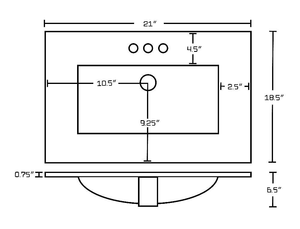 21-in. W 3H4-in. Ceramic Top Set In White Color