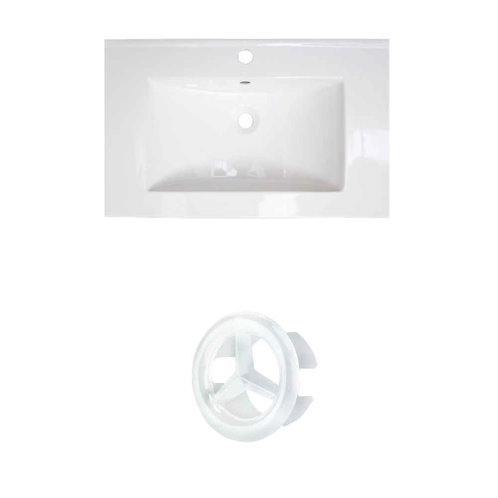 25-in. W 1 Hole Ceramic Top Set In White Color