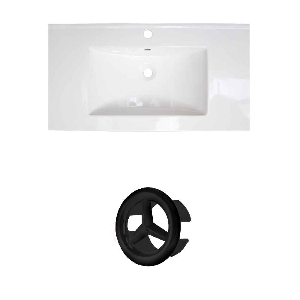 36.75-in. W 1 Hole Ceramic Top Set In White Color