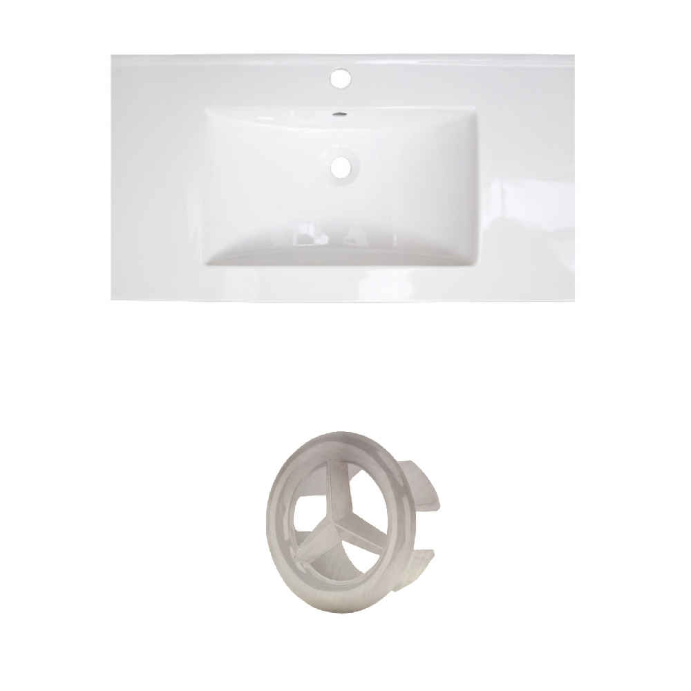 36.75-in. W 1 Hole Ceramic Top Set In White Color