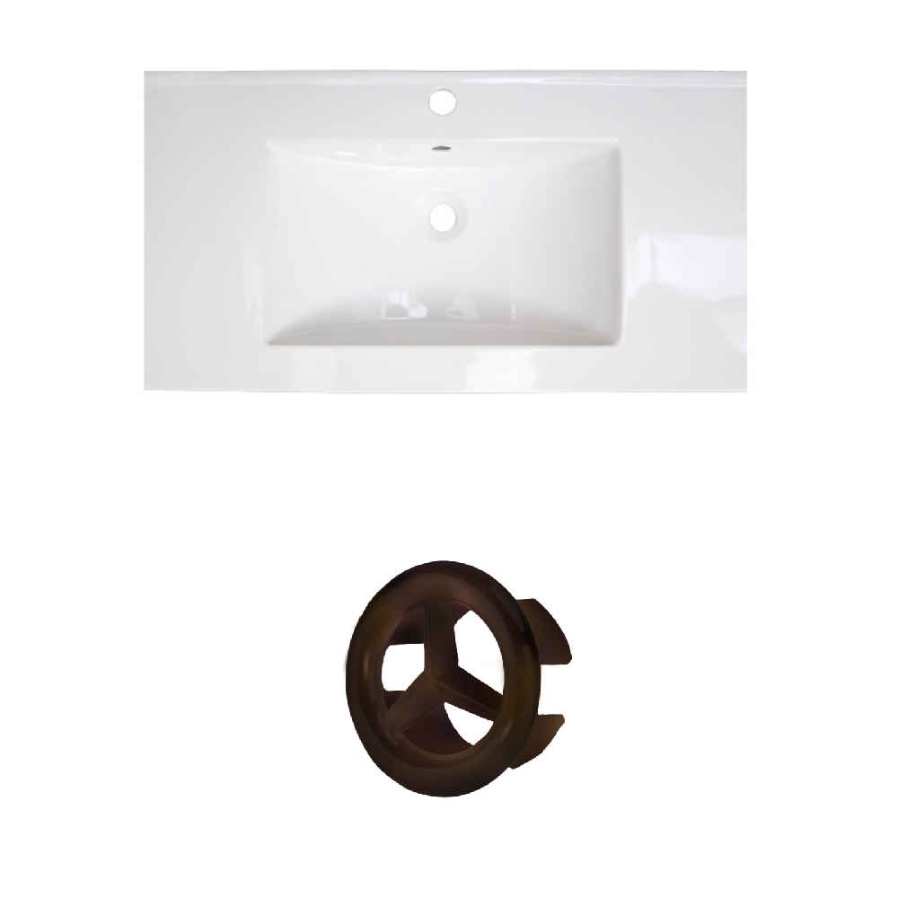 36.75-in. W 1 Hole Ceramic Top Set In White Color