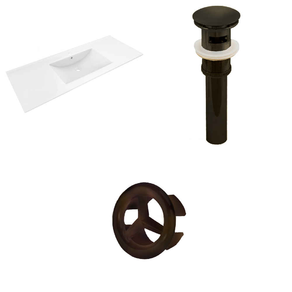 48-in. W 1 Hole Ceramic Top Set In White Color - Overflow Drain Incl.