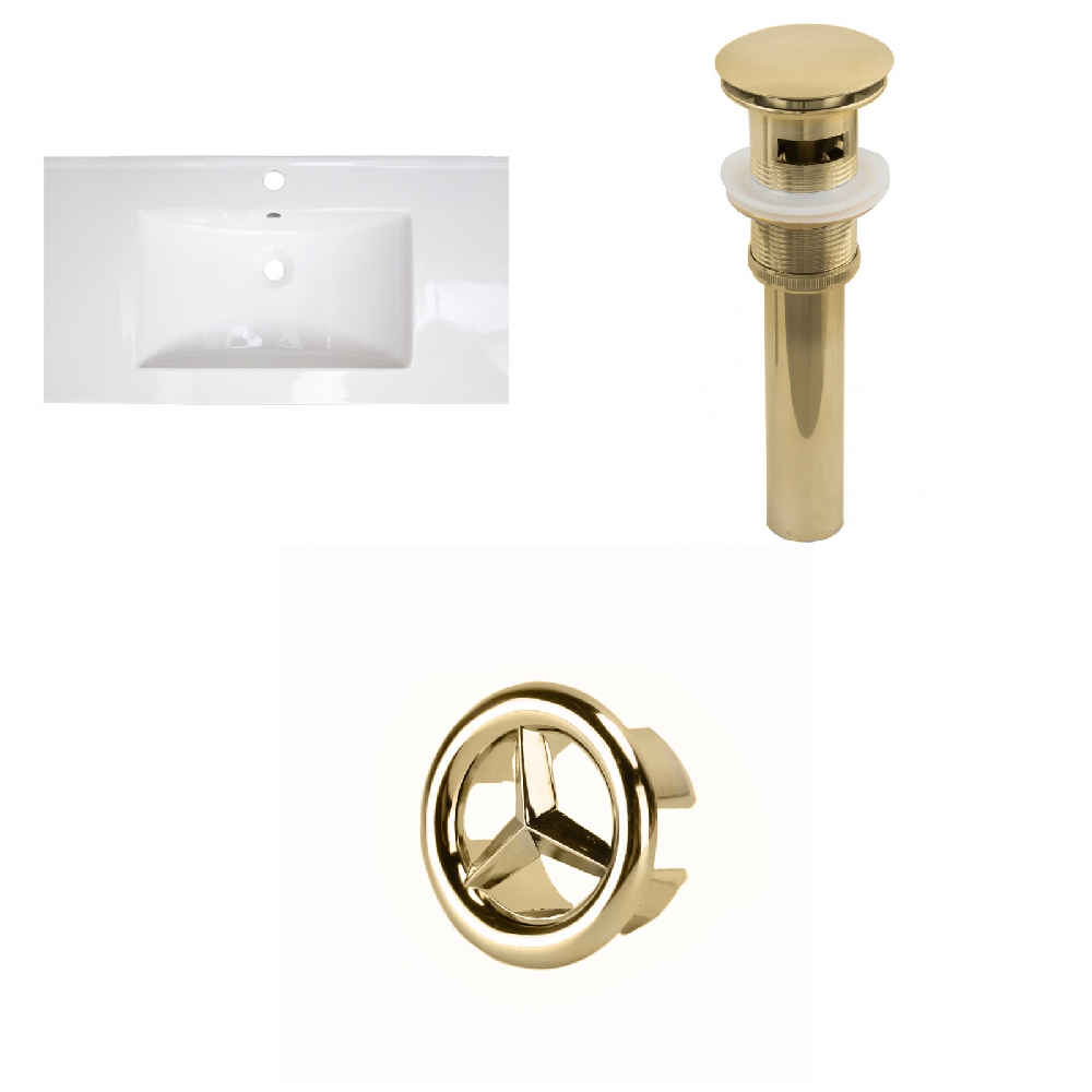 32-in. W 1 Hole Ceramic Top Set In White Color - Overflow Drain Incl.
