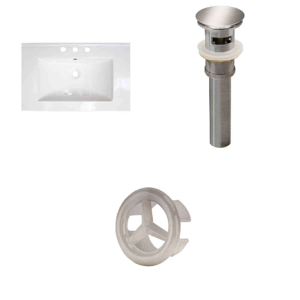 24.25-in. W 3H8-in. Ceramic Top Set In White Color - Overflow Drain Incl.