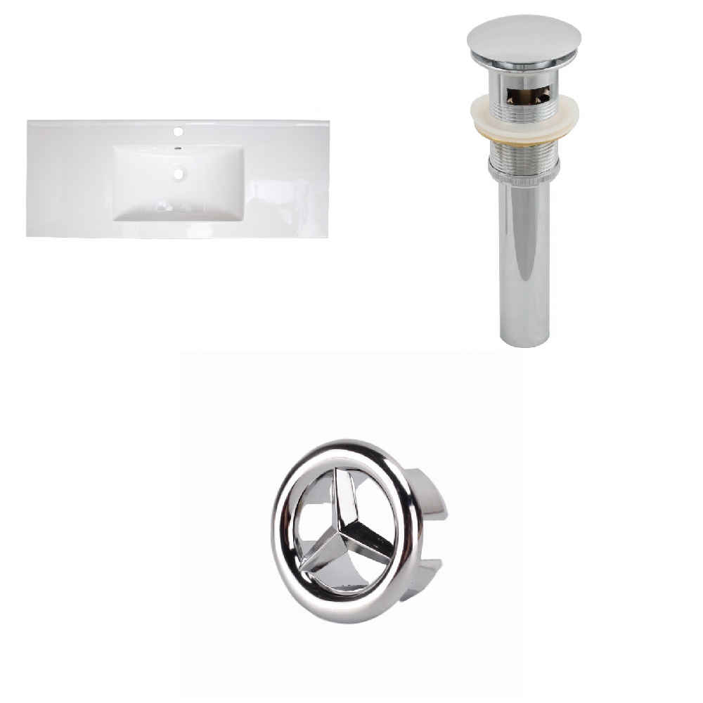 48-in. W 1 Hole Ceramic Top Set In White Color - Overflow Drain Incl.